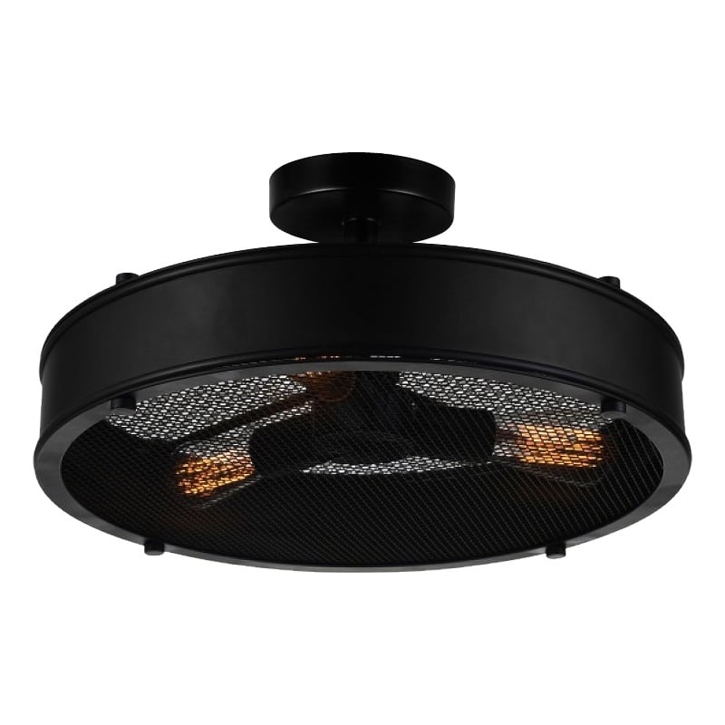 CWI Lighting Tigris 3 Light Drum Shade Metal Flush Mount in Black