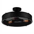 CWI Lighting Tigris 3 Light Drum Shade Metal Flush Mount in Black