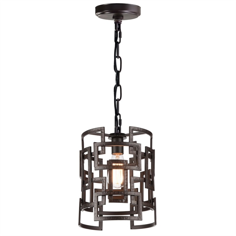 CWI Lighting Litani 1 Light Down Contemporary Metal Chandelier in Brown