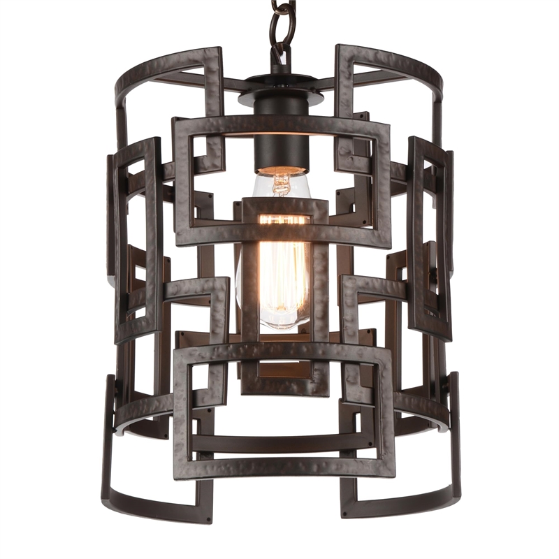 CWI Lighting Litani 1 Light Down Contemporary Metal Chandelier in Brown