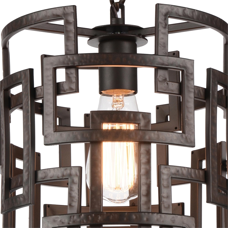 CWI Lighting Litani 1 Light Down Contemporary Metal Chandelier in Brown