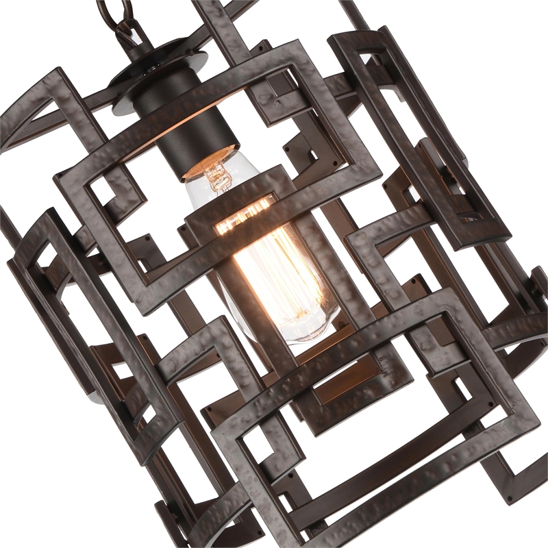 CWI Lighting Litani 1 Light Down Contemporary Metal Chandelier in Brown