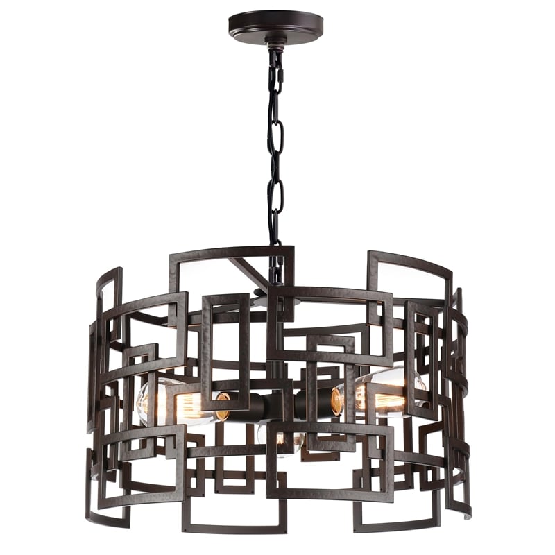 CWI Lighting Litani 3 Light Down Contemporary Metal Chandelier in Brown