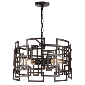 CWI Lighting Litani 3 Light Down Contemporary Metal Chandelier in Brown