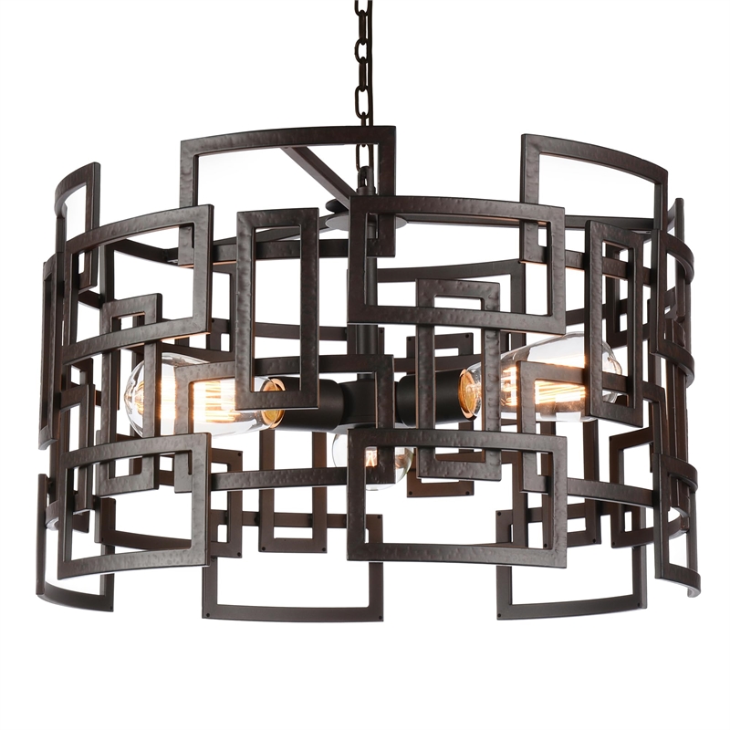CWI Lighting Litani 3 Light Down Contemporary Metal Chandelier in Brown