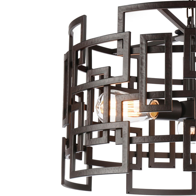 CWI Lighting Litani 3 Light Down Contemporary Metal Chandelier in Brown