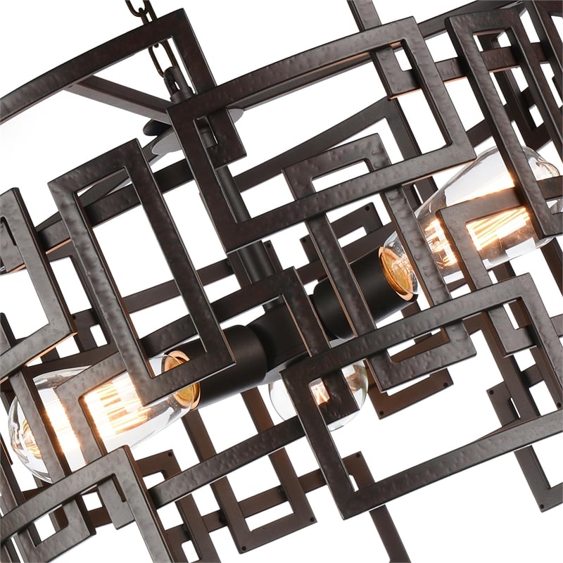 CWI Lighting Litani 3 Light Down Contemporary Metal Chandelier in Brown