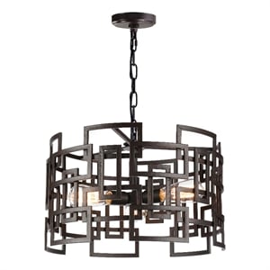 CWI Lighting Litani 3 Light Down Contemporary Metal Chandelier in Brown