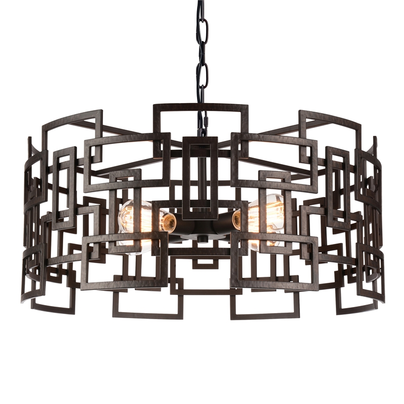 CWI Lighting Litani 4 Light Down Contemporary Metal Chandelier in Brown