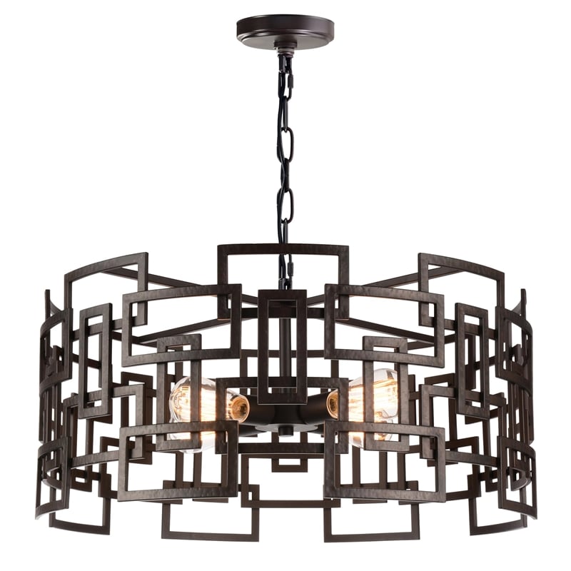 CWI Lighting Litani 4 Light Down Contemporary Metal Chandelier in Brown