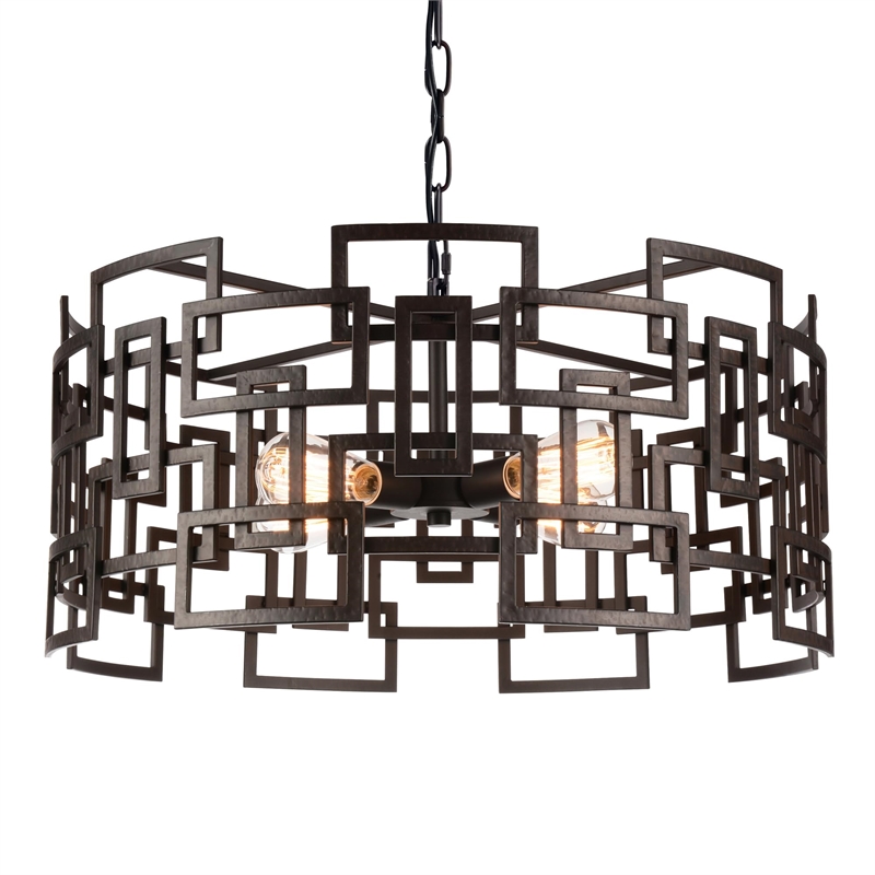 CWI Lighting Litani 4 Light Down Contemporary Metal Chandelier in Brown