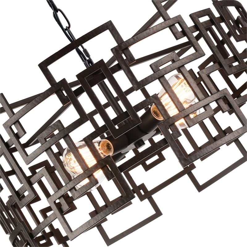 CWI Lighting Litani 4 Light Down Contemporary Metal Chandelier in Brown