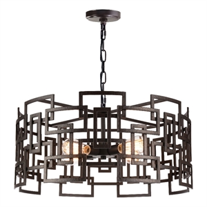 CWI Lighting Litani 4 Light Down Contemporary Metal Chandelier in Brown