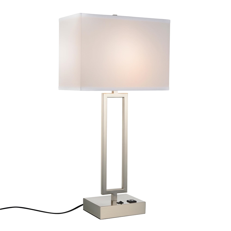CWI Lighting Torren 1 Light Contemporary Metal Table Lamp in Satin Nickel