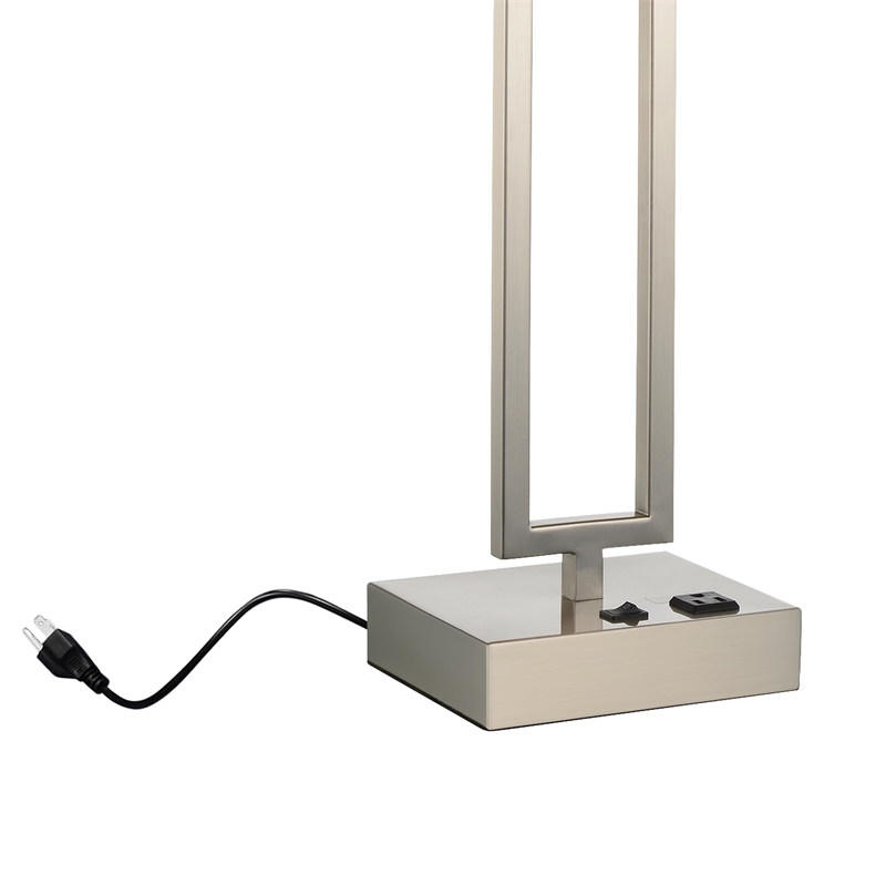 CWI Lighting Torren 1 Light Contemporary Metal Table Lamp in Satin Nickel