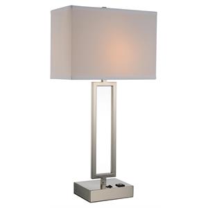 cwi lighting torren 1 light contemporary metal table lamp in satin nickel