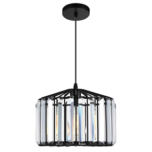 CWI Lighting Alethia 1 Light Drum Shade Contemporary Metal Pendant in Black