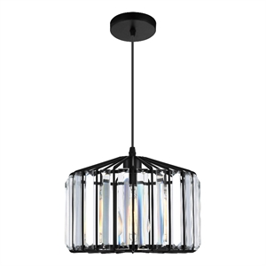 CWI Lighting Alethia 1 Light Drum Shade Contemporary Metal Pendant in Black