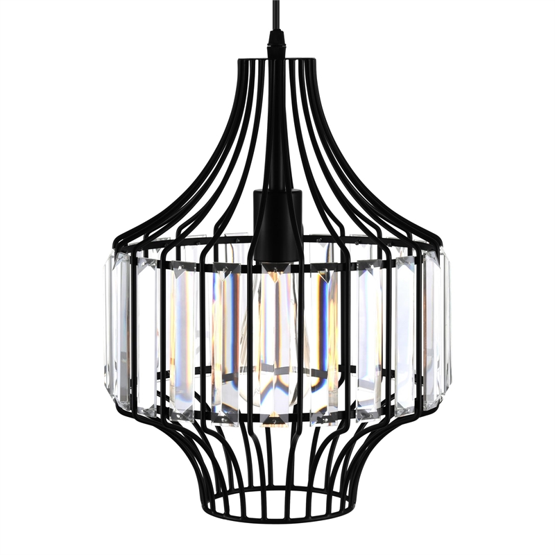 CWI Lighting Alethia 1 Light Down Contemporary Metal Pendant in Black