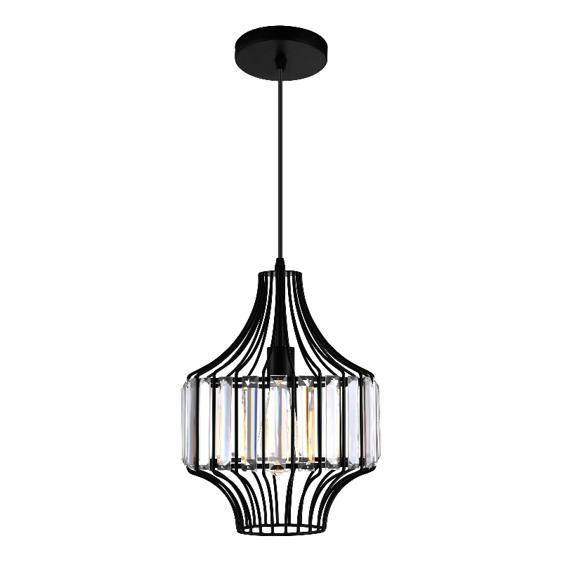 CWI Lighting Alethia 1 Light Down Contemporary Metal Pendant in Black