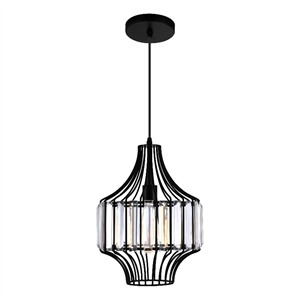 CWI Lighting Alethia 1 Light Down Contemporary Metal Pendant in Black