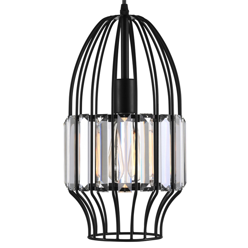 CWI Lighting Alethia 1 Light Down Contemporary Metal Mini Pendant in Black