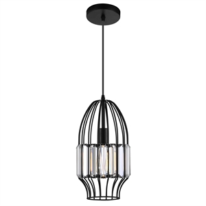 CWI Lighting Alethia 1 Light Down Contemporary Metal Mini Pendant in Black