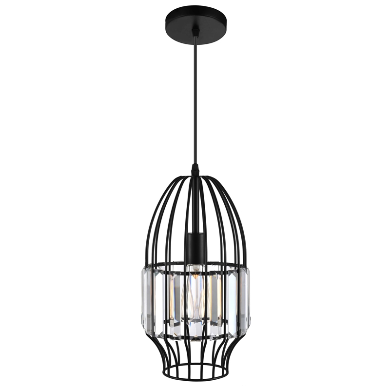 CWI Lighting Alethia 1 Light Down Contemporary Metal Mini Pendant in Black