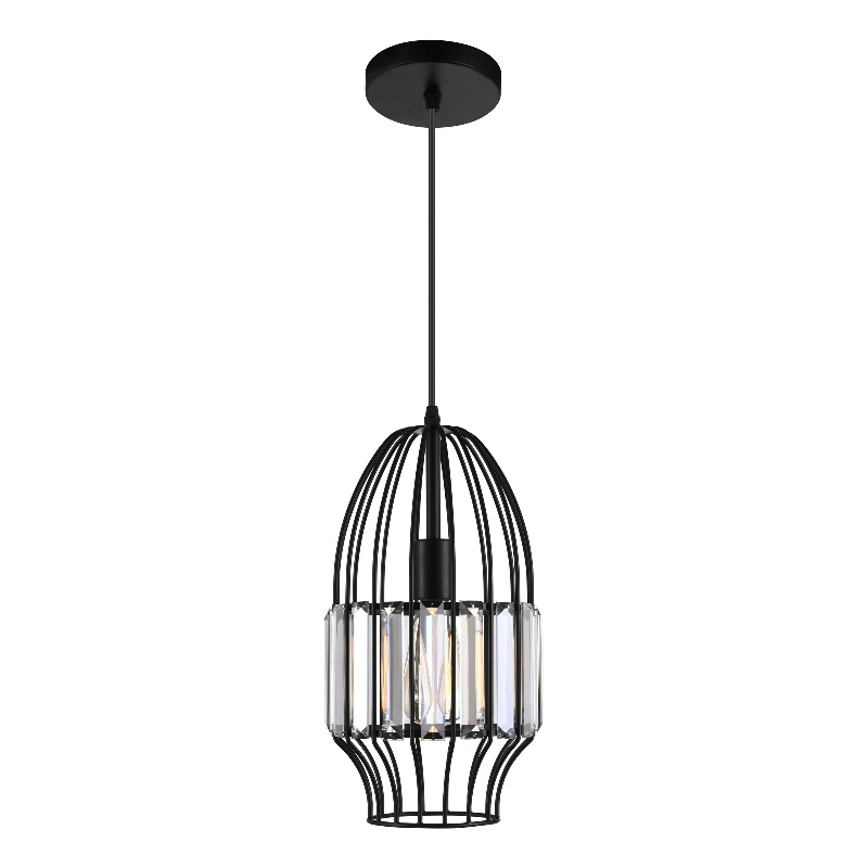 CWI Lighting Alethia 1 Light Down Contemporary Metal Mini Pendant in Black