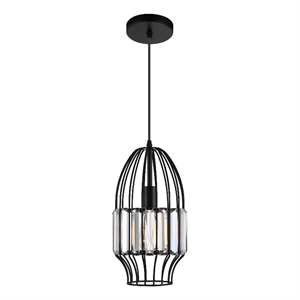 CWI Lighting Alethia 1 Light Down Contemporary Metal Mini Pendant in Black