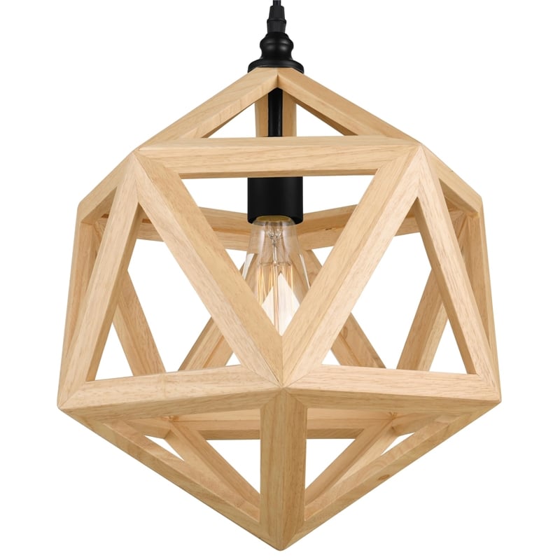 CWI Lighting Lante 1 Light Farmhouse Metal Pendant in Black/Wood
