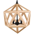 CWI Lighting Lante 3 Light Farmhouse Metal Pendant in Black/Wood