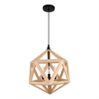 CWI Lighting Lante 3 Light Farmhouse Metal Pendant in Black/Wood
