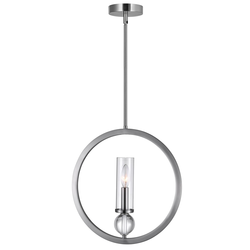 CWI Lighting Elton 1 Light Transitional Metal Pendant in Satin Nickel