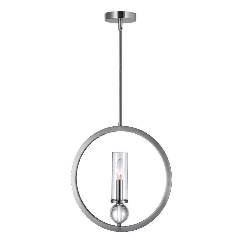CWI Lighting Elton 1 Light Transitional Metal Pendant in Satin Nickel
