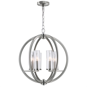 CWI Lighting Elton 6 Light Transitional Metal Chandelier in Satin Nickel
