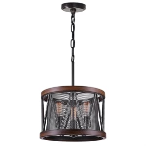 CWI Lighting Parsh 3 Light Drum Shade Farmhouse Metal Chandelier in Pewter