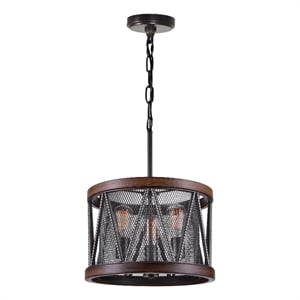 CWI Lighting Parsh 3 Light Drum Shade Farmhouse Metal Chandelier in Pewter
