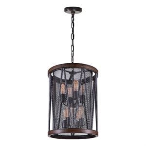 CWI Lighting Parsh 8 Light Drum Shade Farmhouse Metal Chandelier in Pewter