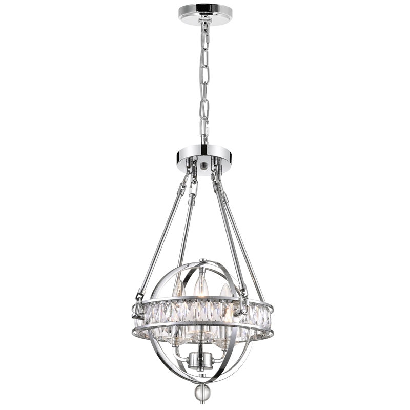 CWI Lighting Arkansas 3 Light Traditional Metal Mini Chandelier in Chrome
