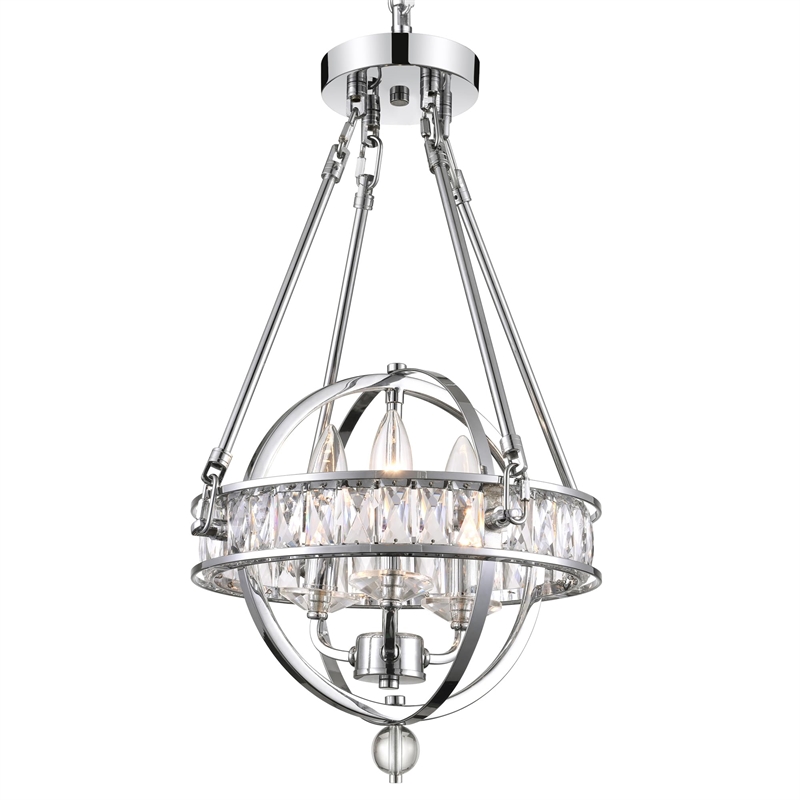 CWI Lighting Arkansas 3 Light Traditional Metal Mini Chandelier in Chrome