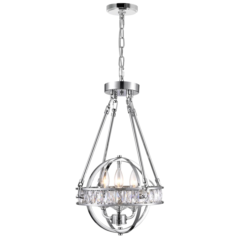 CWI Lighting Arkansas 3 Light Traditional Metal Mini Chandelier in Chrome