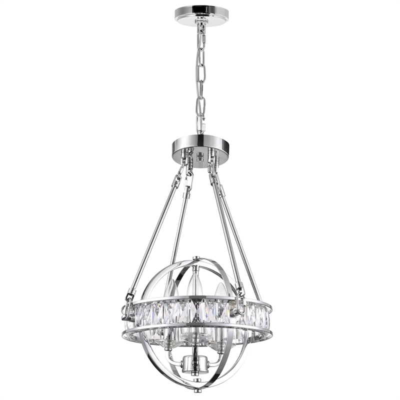 CWI Lighting Arkansas 3 Light Traditional Metal Mini Chandelier in Chrome