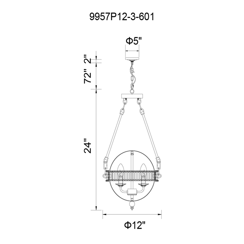 CWI Lighting Arkansas 3 Light Traditional Metal Mini Chandelier in Chrome
