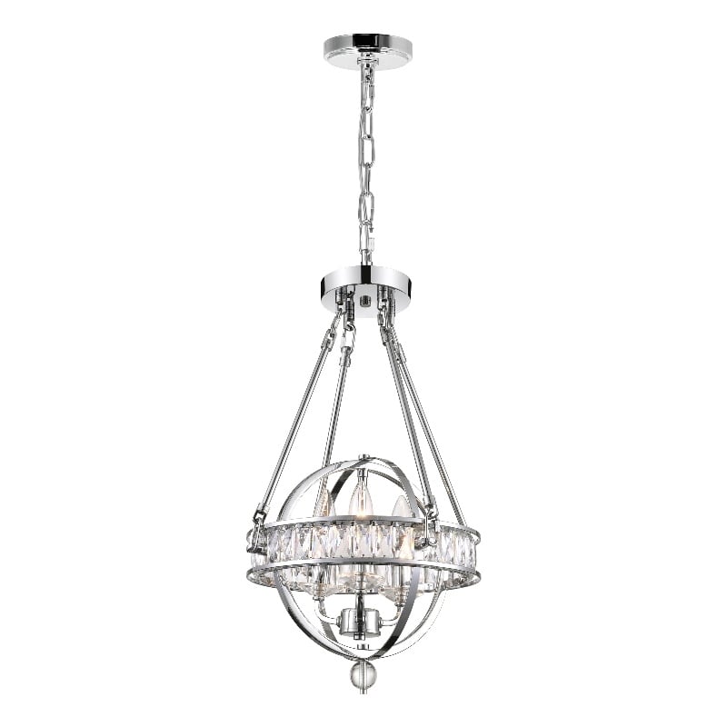 CWI Lighting Arkansas 3 Light Traditional Metal Mini Chandelier in Chrome