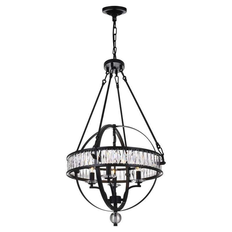 CWI Lighting Arkansas 4 Light Traditional Metal Chandelier in Black
