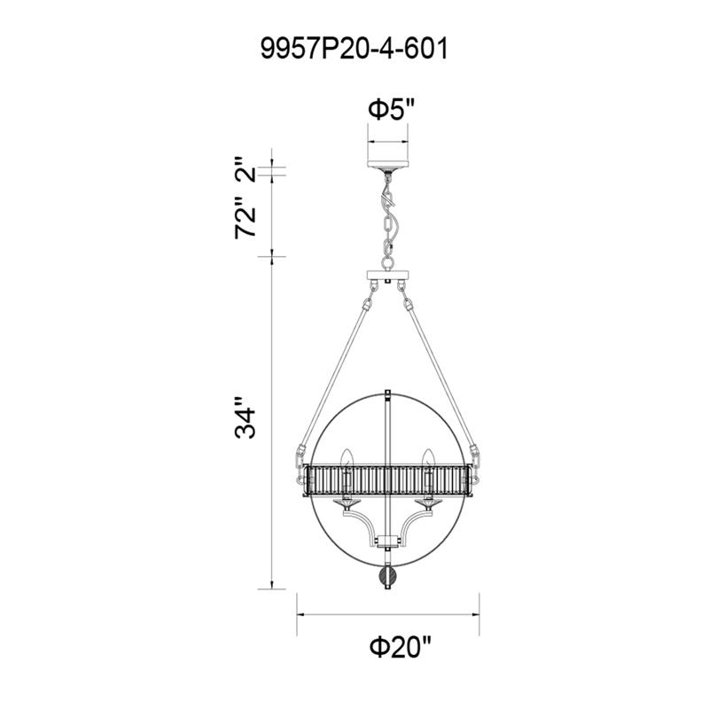 CWI Lighting Arkansas 4 Light Traditional Metal Chandelier in Chrome