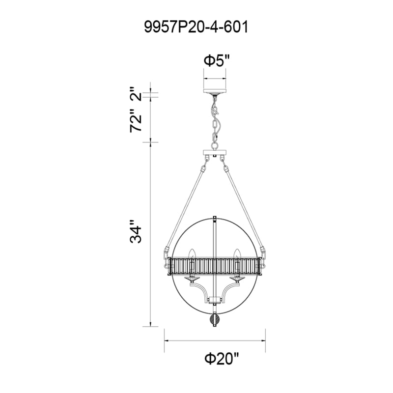 CWI Lighting Arkansas 4 Light Traditional Metal Chandelier in Chrome