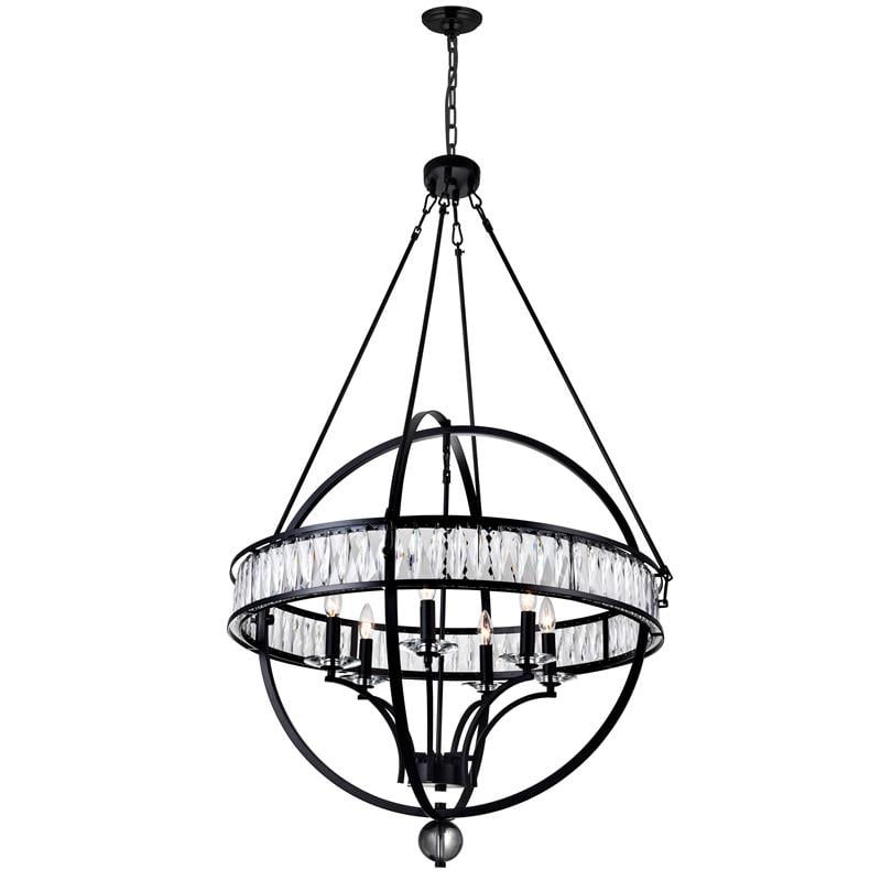 CWI Lighting Arkansas 6 Light Traditional Metal Chandelier in Black
