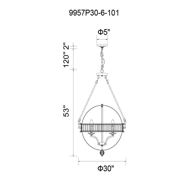 CWI Lighting Arkansas 6 Light Traditional Metal Chandelier in Black